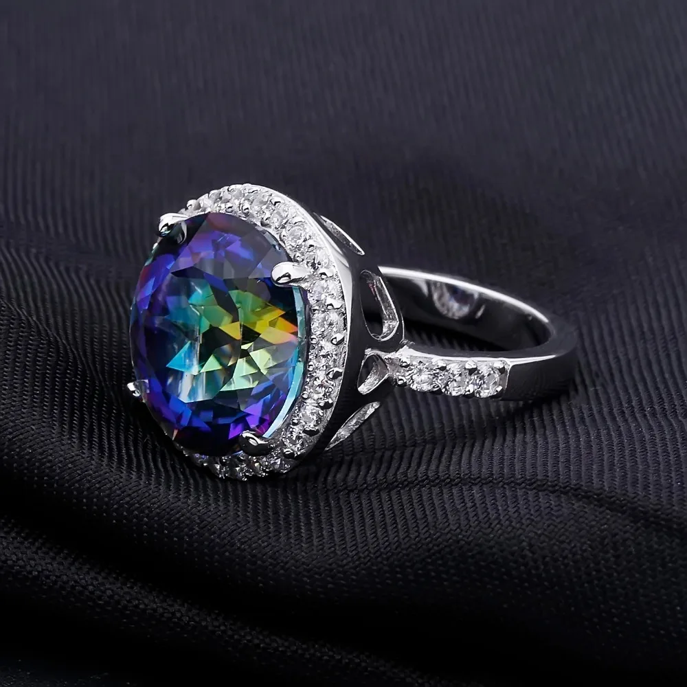 GEM'S BALLET 8.51ct, круглый натуральный голубой Мистический Кварц, ювелирный набор, 925 пробы, серебряные серьги, кольцо, набор для женщин, модный