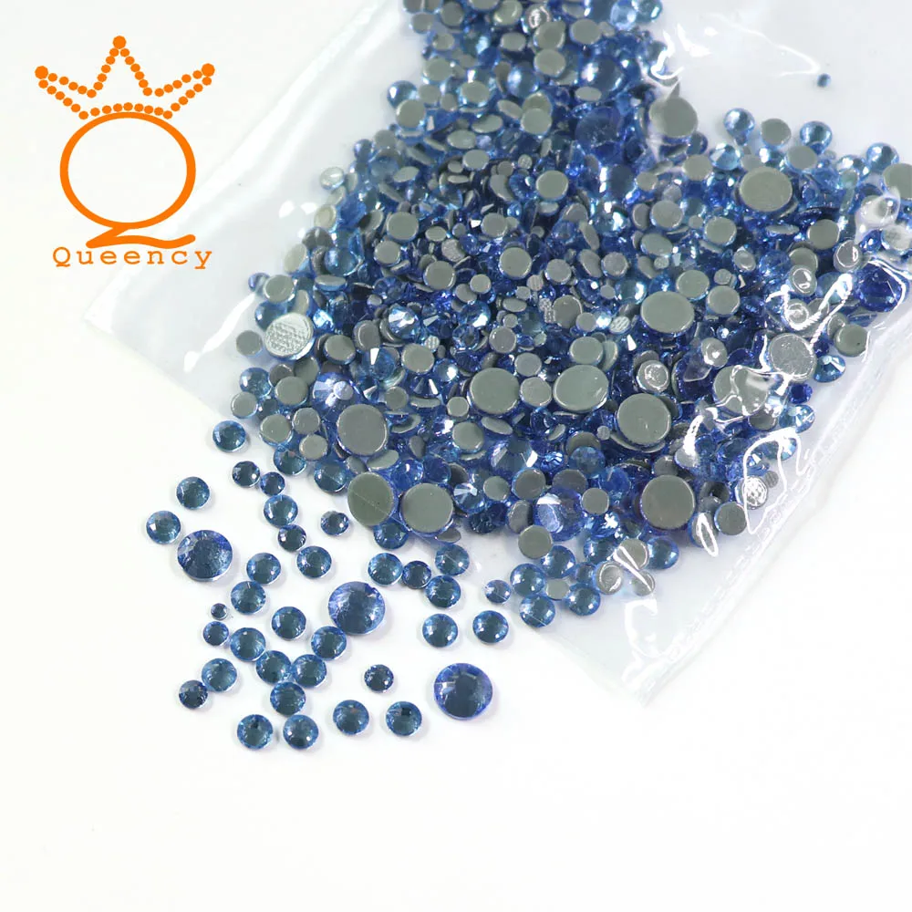 Light Sapphire Queency паста для одежды, ss3-ss30, смешанный размер, 1440 шт, кристаллы, горячая фиксация, стразы trass Flatback, стразы, термо-стразы - Цвет: Light Sapphire