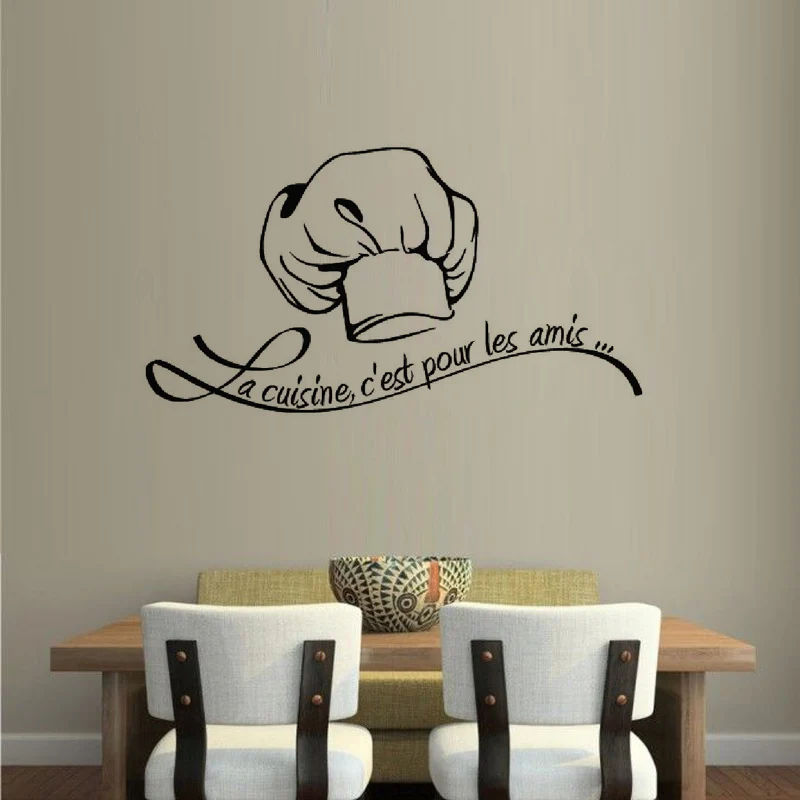 

French Proverbs Sticker Restaurant Kitchen Removable Vinyl Wall Stickers DIY Home Decor Waterproof Wallpaper JG1530
