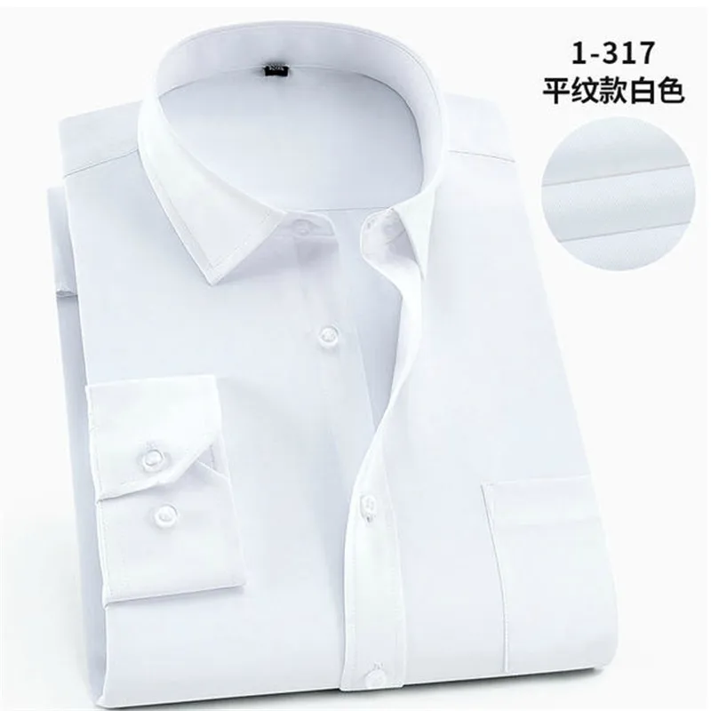 1-317 Новинка, мужские рубашки,, одноцветные, размера плюс, 8XL, облегающие, хлопок, длинный рукав, мужская повседневная рубашка, весна, осень - Цвет: 1-317