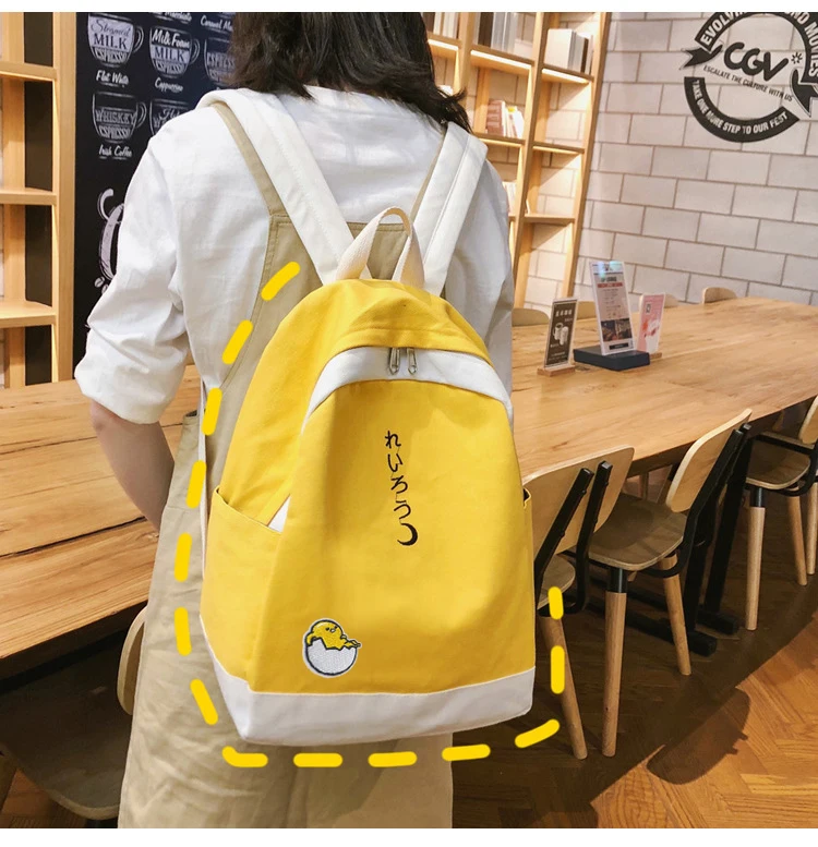Аниме Gudetama, женский рюкзак, модный, Холщовый, для путешествий, школьная сумка, Mochila Feminina, женские рюкзаки, женская сумка для книг