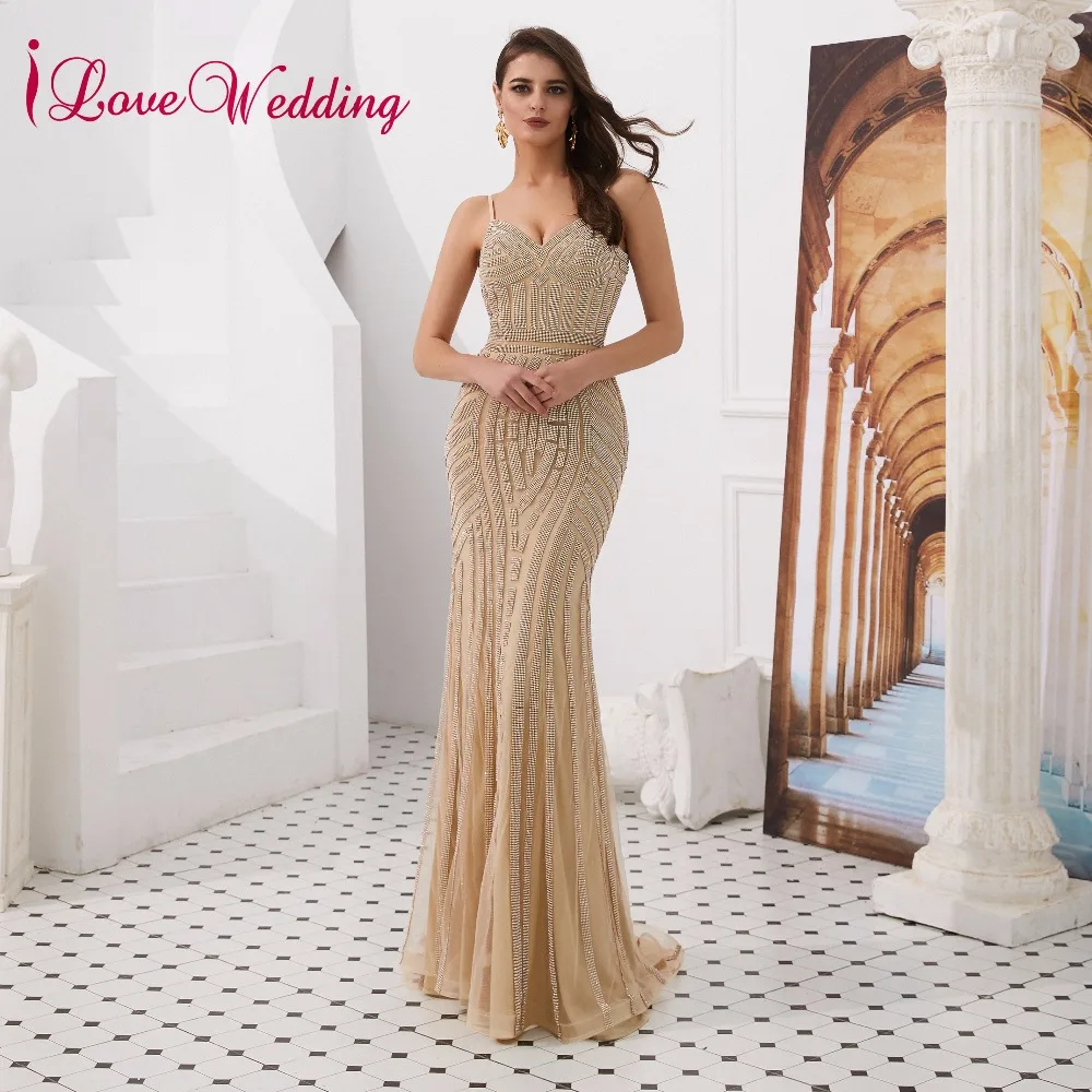 ILoveWedding Очаровательное платье для выпускного вечера сексуальное платье Русалка на бретельках Вечерние платья Длинные вечерние платья