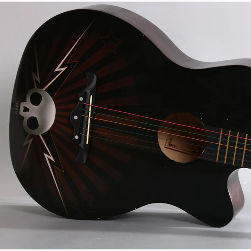 Guitar Personality 38 Inches Linden Wood Folk Color Pattern Semi-Closed Knob Beginner's Introduction | Спорт и развлечения