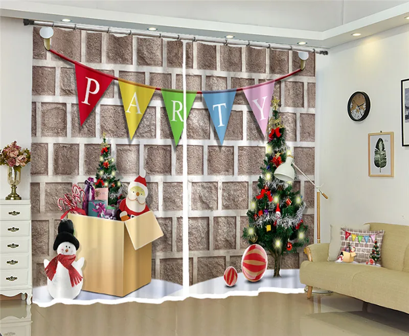 

Christmas Decoration 3D Printing High-precision Shade Curtain for Living Room or Hotel Drapes Cortians Gift for Your Family