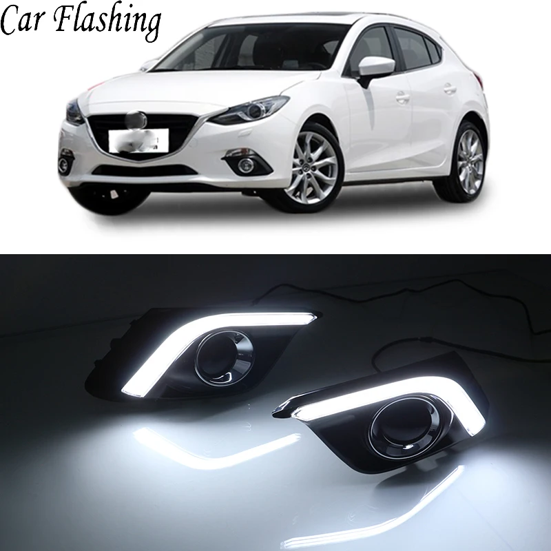 Автомобильная проблесковая 1 пара дневные ходовые огни для Mazda 3 Mazda3 Axela 2013 Габаритные огни колпак противотуманных фар фары 12 V дневной свет