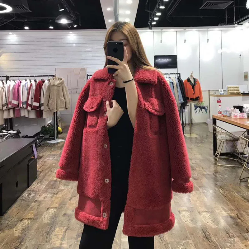 Высокое качество abrigos mujer 70% куртка из натурального шерстяного меха искусственная кожа Праздничная женская одежда зимняя парка овечий мех длинная корейский стиль