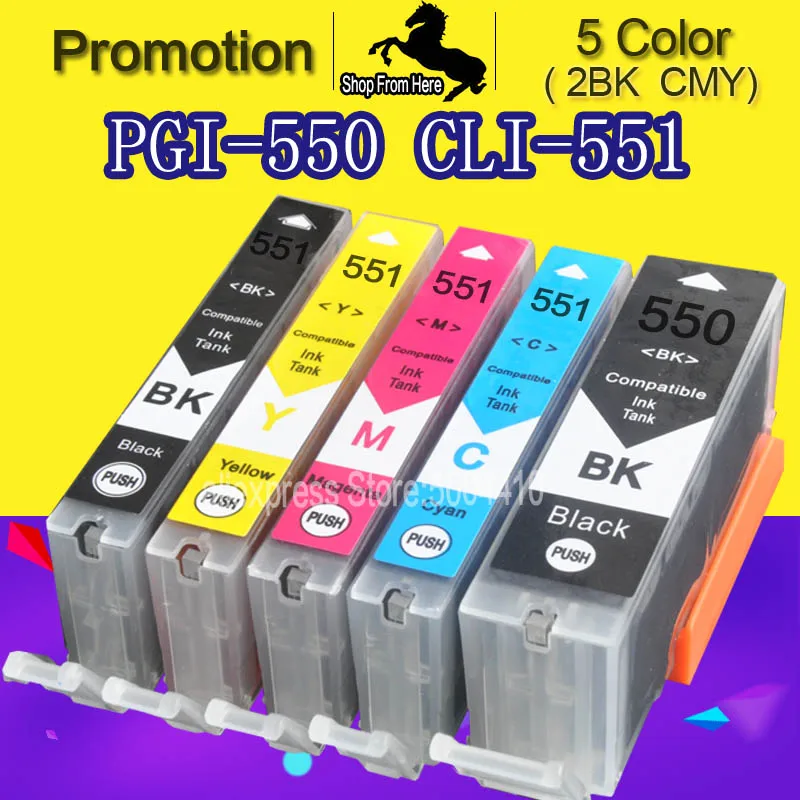 5color 1set PGI550 CLI551 PGI-550 CLI551 для Canon Pixma MX925 iP7250 iP8750 iX6850 MX725 MG5650 MG6650 MG7550 чернильный картридж - Цвет: 5color 1set