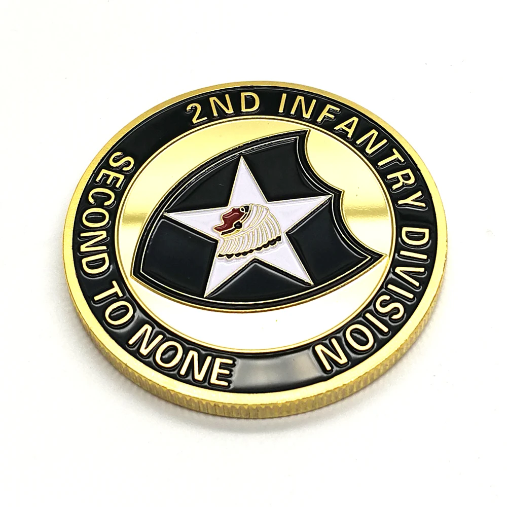 Вызов монеты армии США 2-й Дивизион second To None 24K позолоченные сувенирные медали |