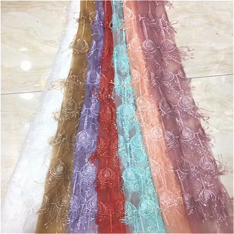Новейшие французские нигерийские кружева с кисточками ткани высокого качества
