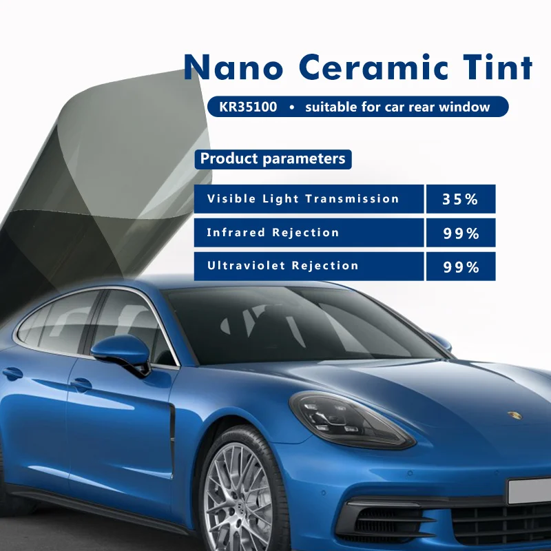 

SUNICE 50x600cm Car Window Tint 35%VLT 4 mil Thickness Nano Ceramic Film for Car Tinting for Car Sun Protector Glass Tint