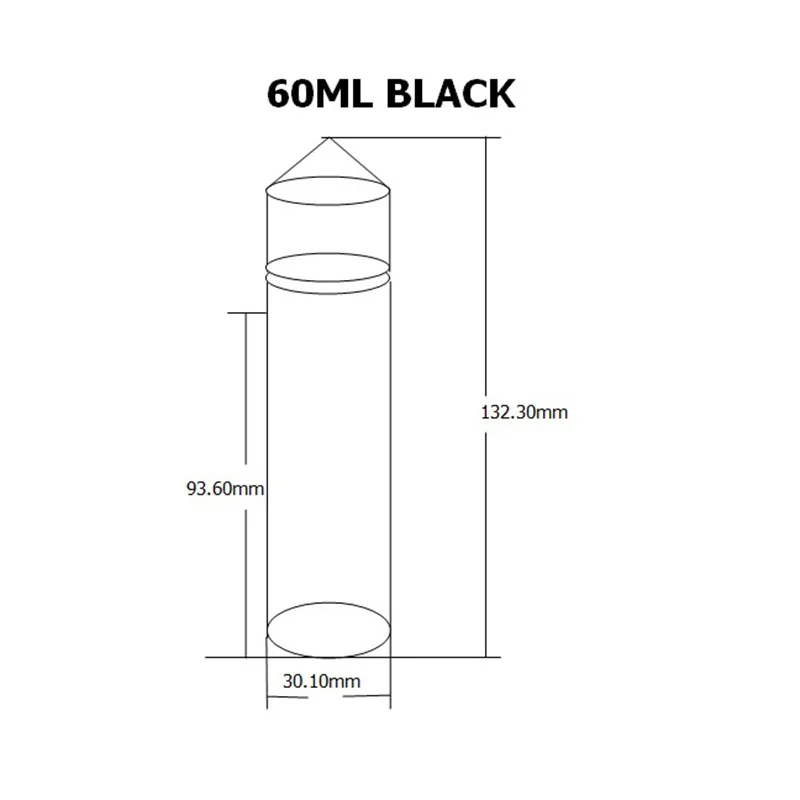 60ml Black 50 шт пустые бутылки для электронных жидкостей 10 мл 15 мл 30 мл 50 мл 60 мл 100 мл 120 мл пластиковый длинный флакон-капельница для жидких жидкостей - Цвет: 60ml Black