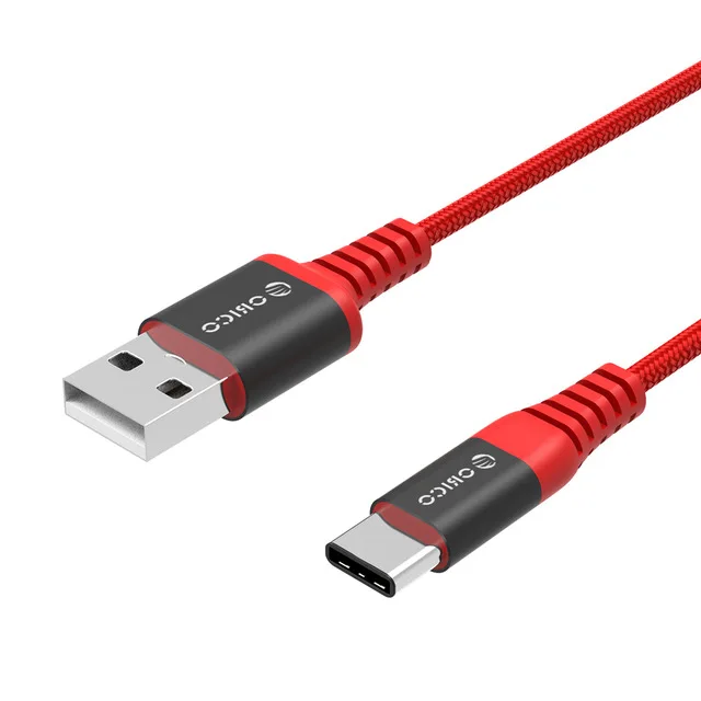 Красный Кабель ORICO Scharge type-c для USB-A, 1 м/3 фута, зарядный шнур, черный/красный, кабель синхронизации для смартфонов и планшетов - Цвет: Красный