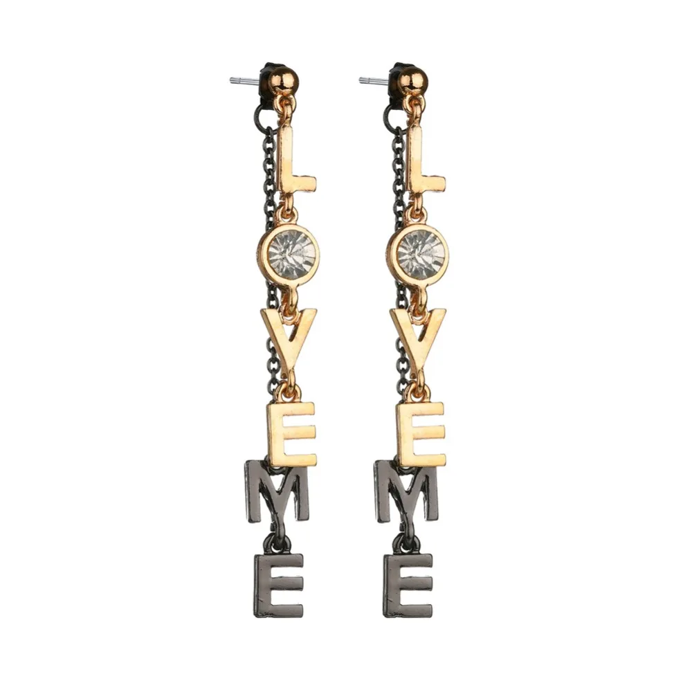 Мода золотого и серебряного цвета черный Цвет любовное письмо кисточкой серьги