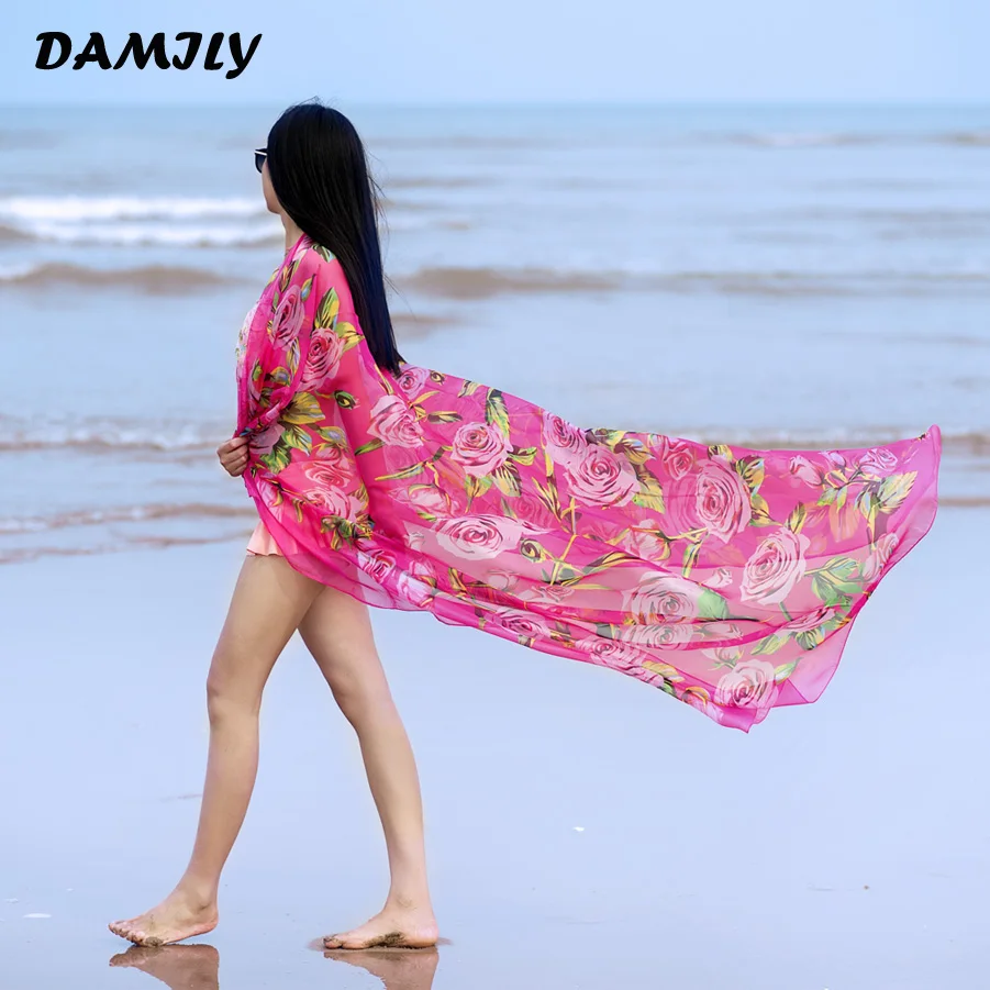 Пляж Саронги яркие цветные розы шарф платок пикантные Для женщин Летний Бикини