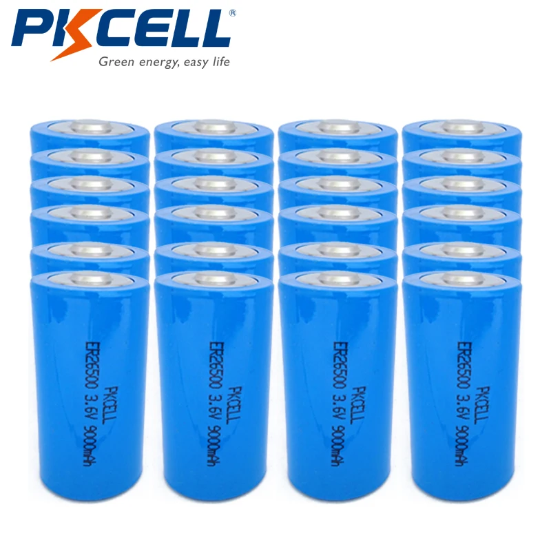 24 шт. PKCELL ER26500M ER26500 26500 литиевая батарея 3,6 V 9000mAh C размер Li-SOCl2 батареи