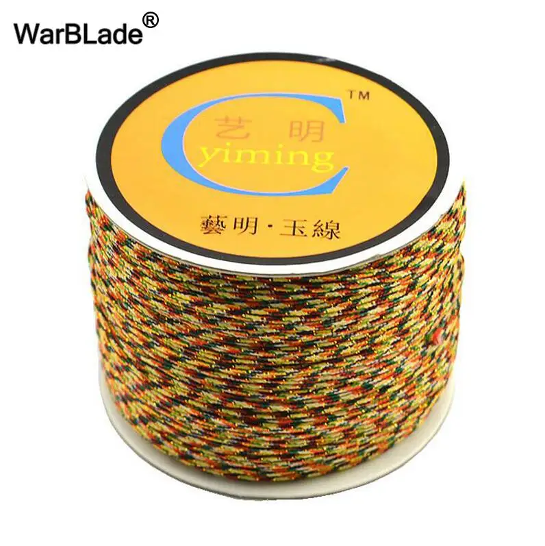 Multicolor and gold 100 м, 0,8 мм, 1 мм, 1,5 мм, 2 мм, нейлоновый шнур, аксессуары для изготовления ювелирных изделий, хлопковый шнур, нить, шнур, сделай сам, кисточки вышивка бисером, плетеный браслет - Цвет: Multicolor and gold