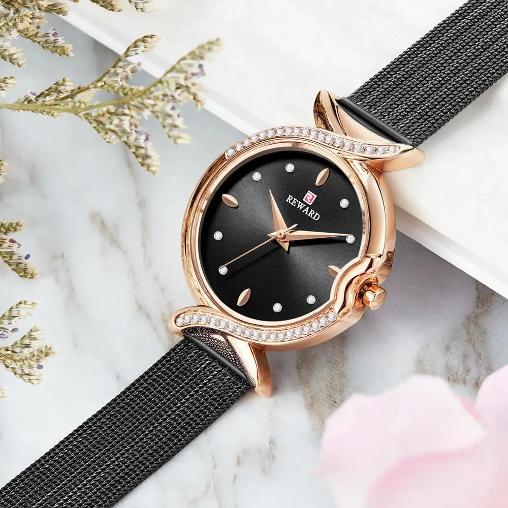 

REWARD Top Brand Diamond wrist watches for women Bracelet Ladies Watch Quartz Crystal Rose Gold Clock Women relogios femininos
