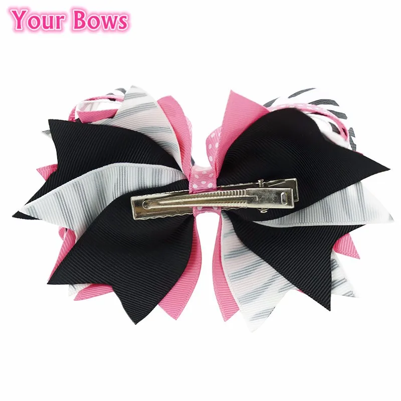 Банты для волос с полосками зебры 5 дюймов заколка девочек милая Женская повязка