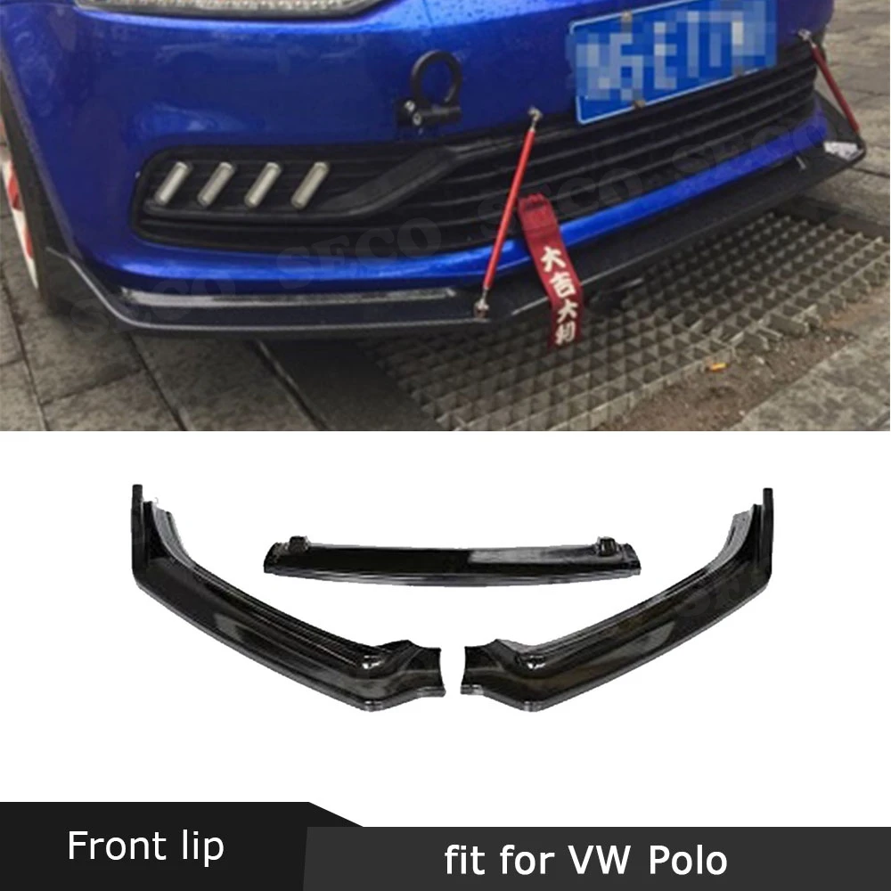 Передние Губы фартуки для Volkswagen VW Polo- не для GTI ABS 3 шт. головной бампер подбородок Лопата защита от столкновений спойлер