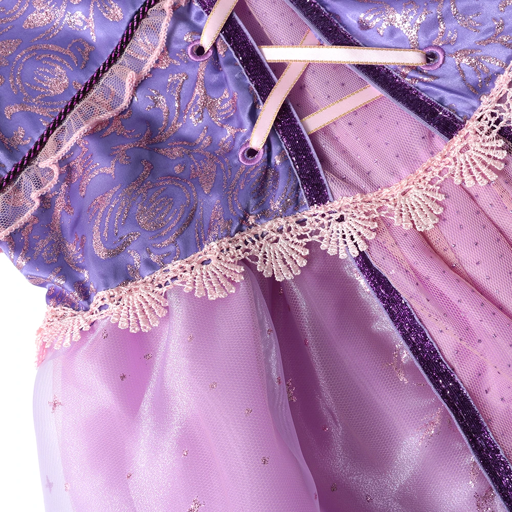 Little Girls Rapunzl Dress Children Fantasy Cosplay Costume with Ribbons Kids Halloween Party Clothes Princess Purple | Детская одежда
