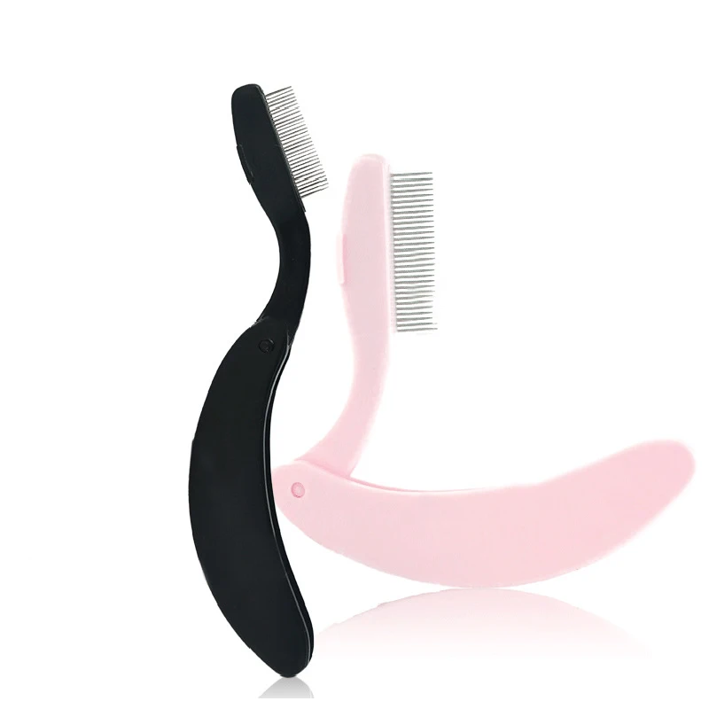 Профессиональная расческа для бровей 1 шт. черные и розовые зубцы из нержавеющей