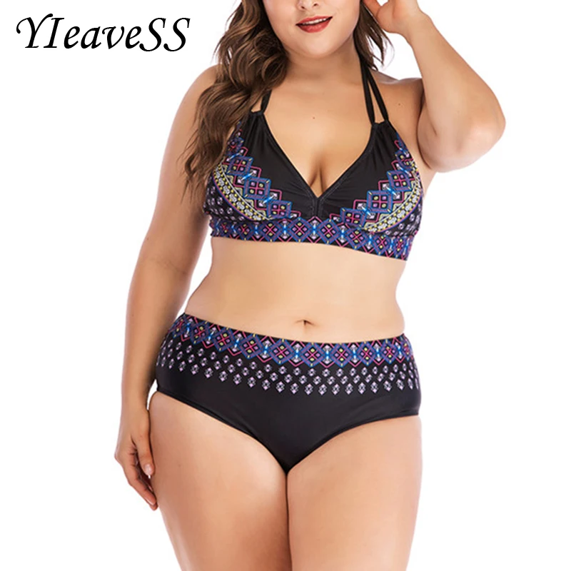 Женский купальник из двух частей Tankinis сексуальный с высокой талией принтом