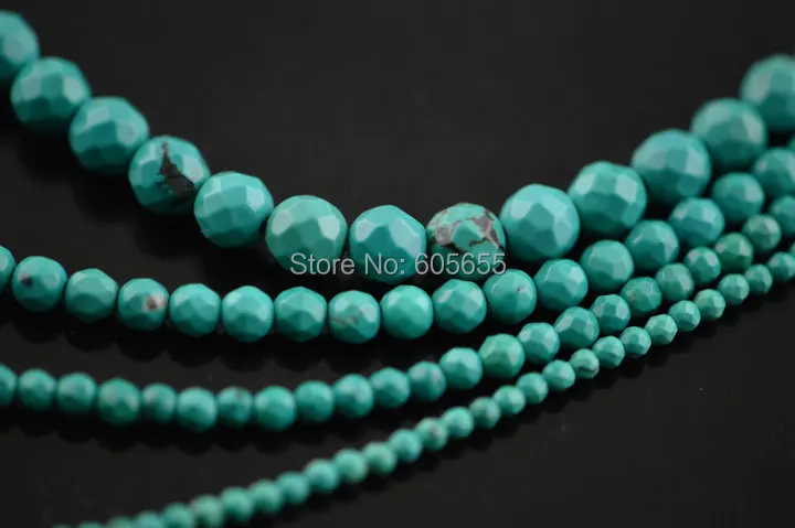 

6mm Faceted Natural Blue Stone Round Beads Jewelry making