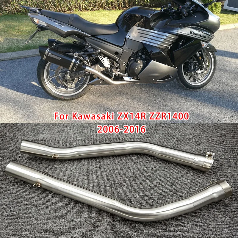 Для Kawasaki ZZR1400 ниндзя ZX14R 2006- Нержавеющая сталь Mid Соединительная труба глушитель выхлопной трубы ZX-14R ZX 14R полный Системы слипоны