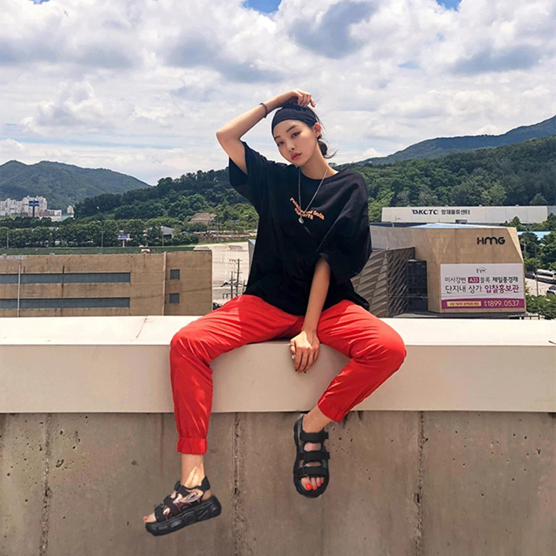 Женские сандалии сезон лето Hool &amp Loop черные пляжные женские дышащая парусиновая