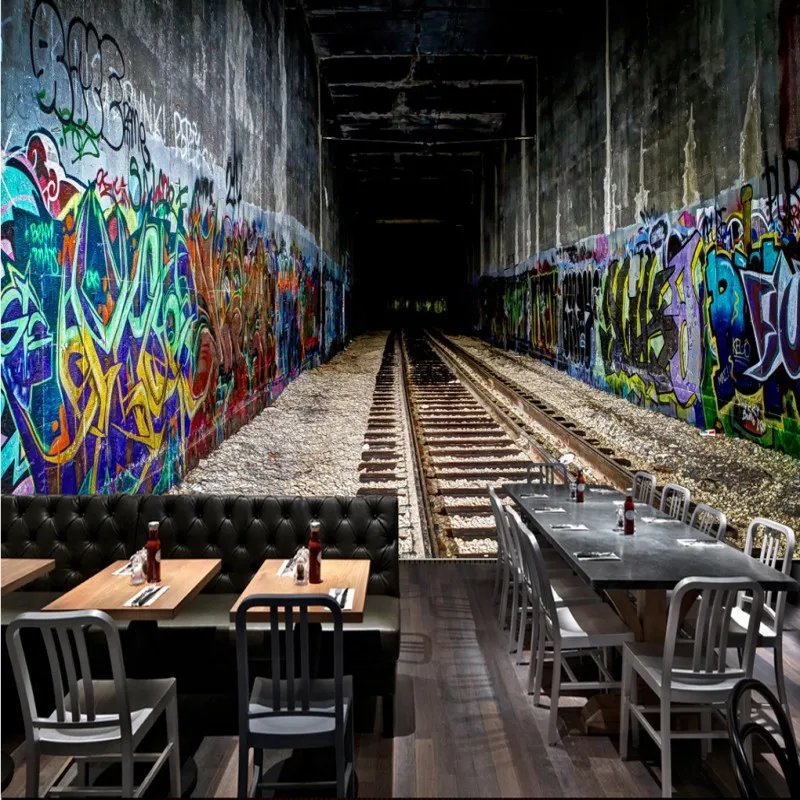 Пользовательские росписи пользовательские 3D стерео туннельный канал бар КТВ фон