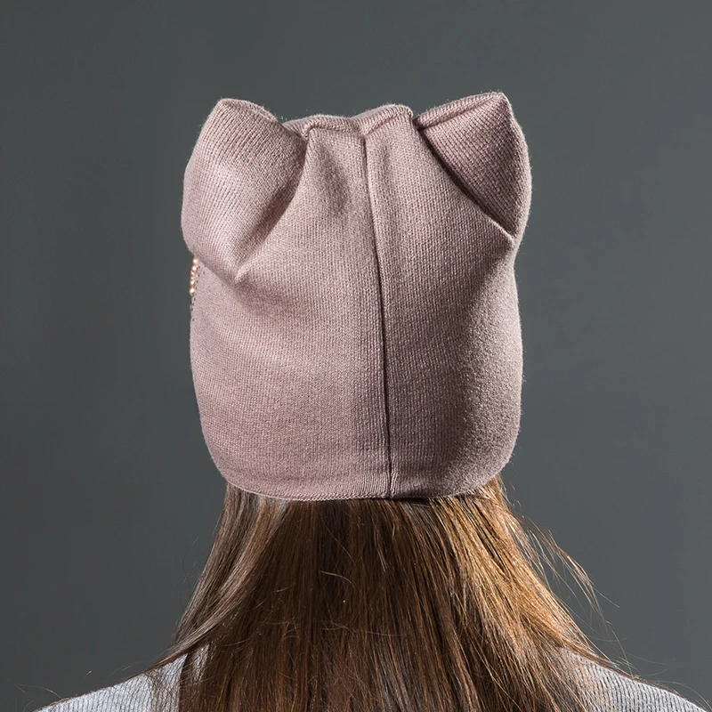 Толстая двухслойная бархатная зимняя теплая шапка милые шапки с ушками для кошек