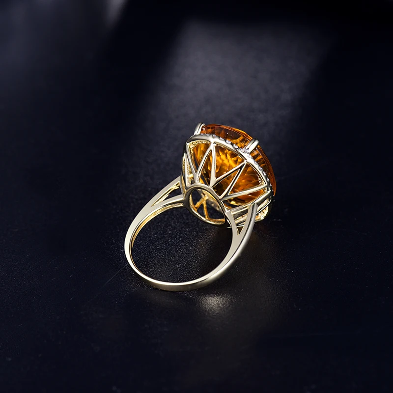 Винтажное овальное 16x21 мм твердое 14kt желтое золото 19,84 ct желтое Цитрин обручальное кольцо