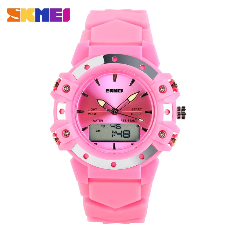 Skmei Dual Time повседневные цифровые женские/мужские нарядные спортивные гелевые военные часы Рождественский подарок 3AT водонепроницаемые силиконовые наручные часы
