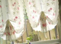 classic pastoral europe style rose flower bamboo hemp thick cloth curtain roman blinds kitchen curtains 82175235cm