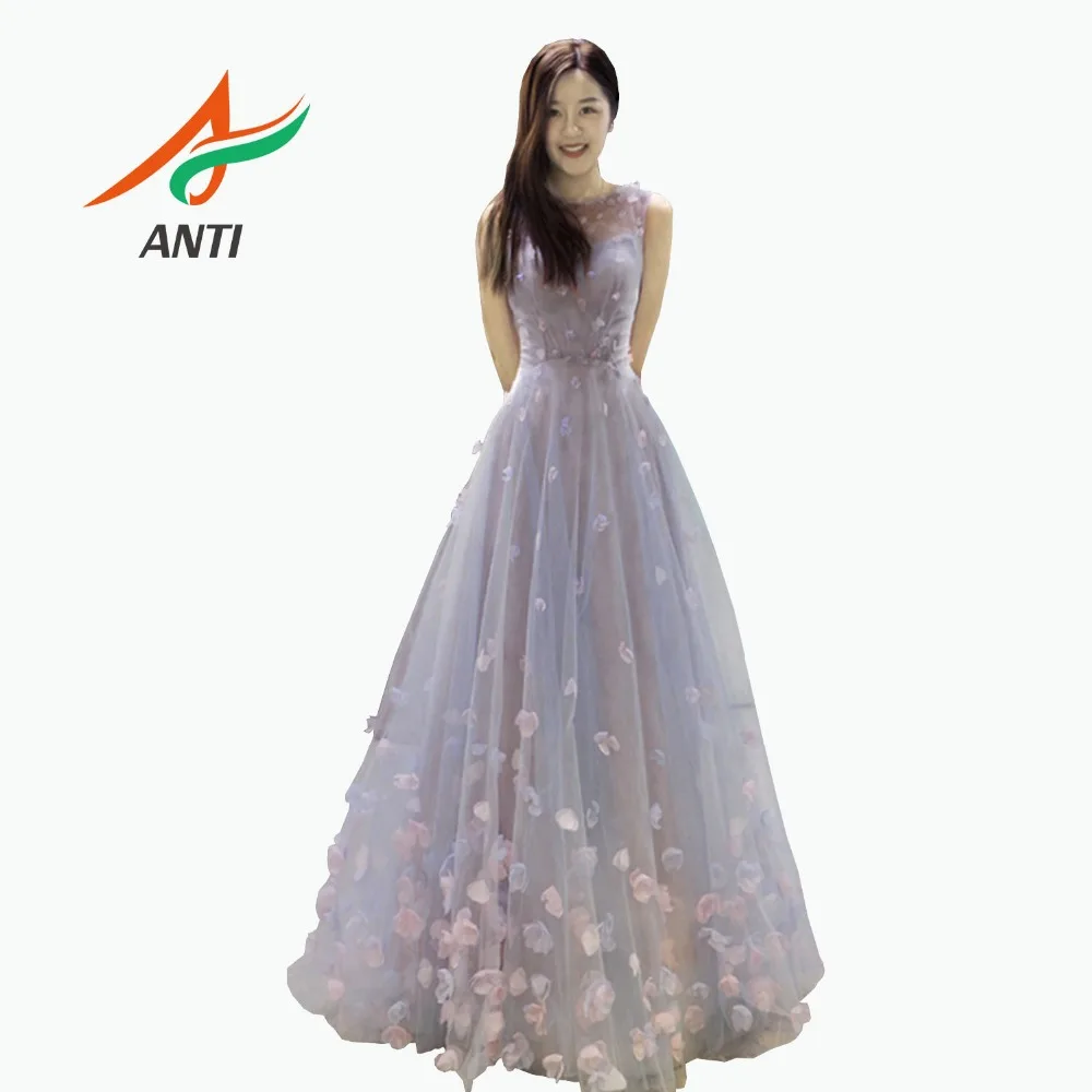 ANTI Princess Newest Sleeveless Flower Formal Evening Dresses Long 2019 Fashion Beach Party Gowns 3D Flowers Woman Vestido Longo | Свадьбы и