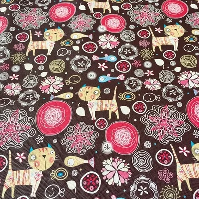 Искусственный искусственная кожа 50*135 см Kawaii Мультфильм искусственная кожа с тиснением лист для самостоятельного пошива одежды сумки узел-бант Декор - Цвет: coffee