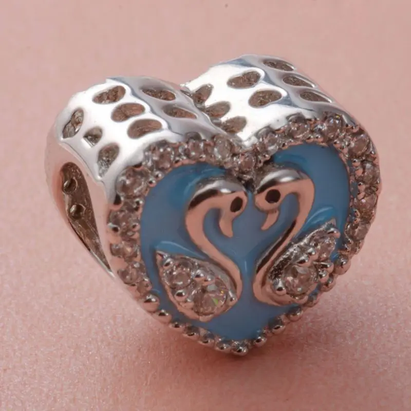 Горячая Распродажа новинка серебряный браслет с подвеской в виде лебедя сердца
