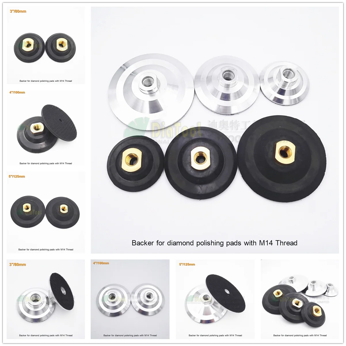Diatool 2 шт. назад площадкой для полировки алмазов с M14 Нитки Диаметр 3 &quot/4&quot/5&quot