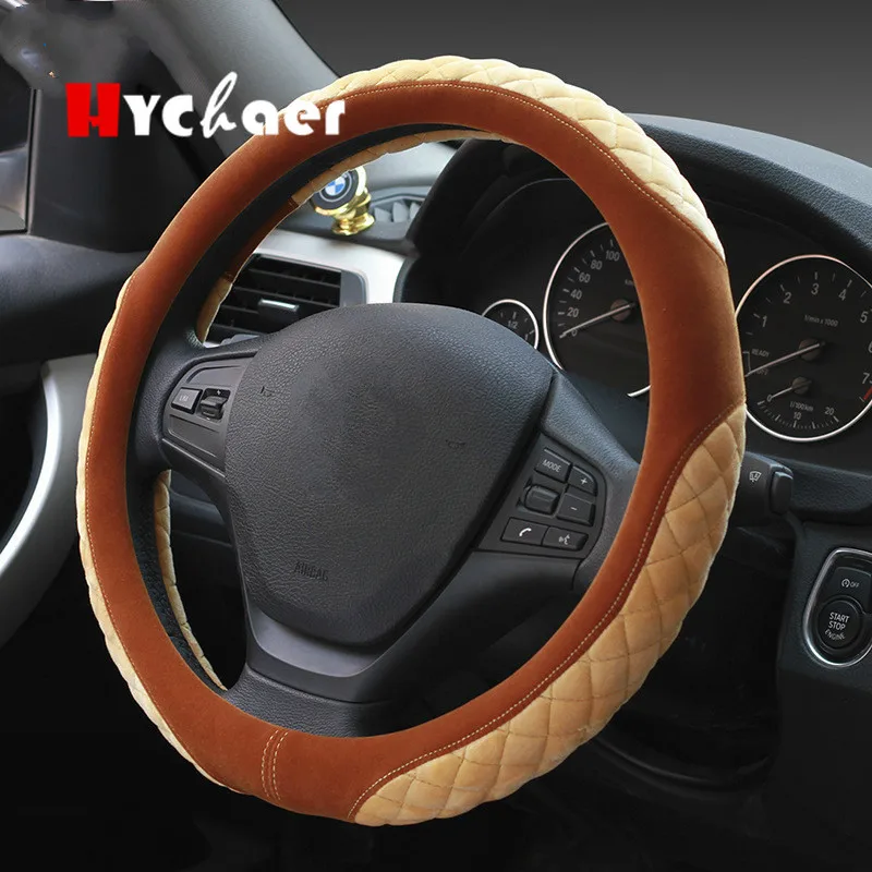 Автомобильный руль 38 см плюшевый чехол рулевого колеса автомобиля подходит для