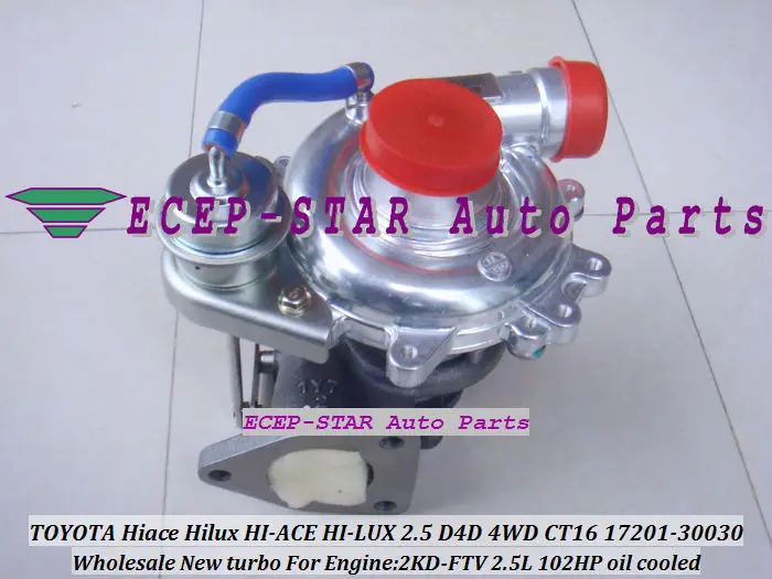 Турбокомпрессор турбины с масляным охлаждением CT16 17201 30030 для TOYOTA HI ACE LUX Hilux Hiace 2KD