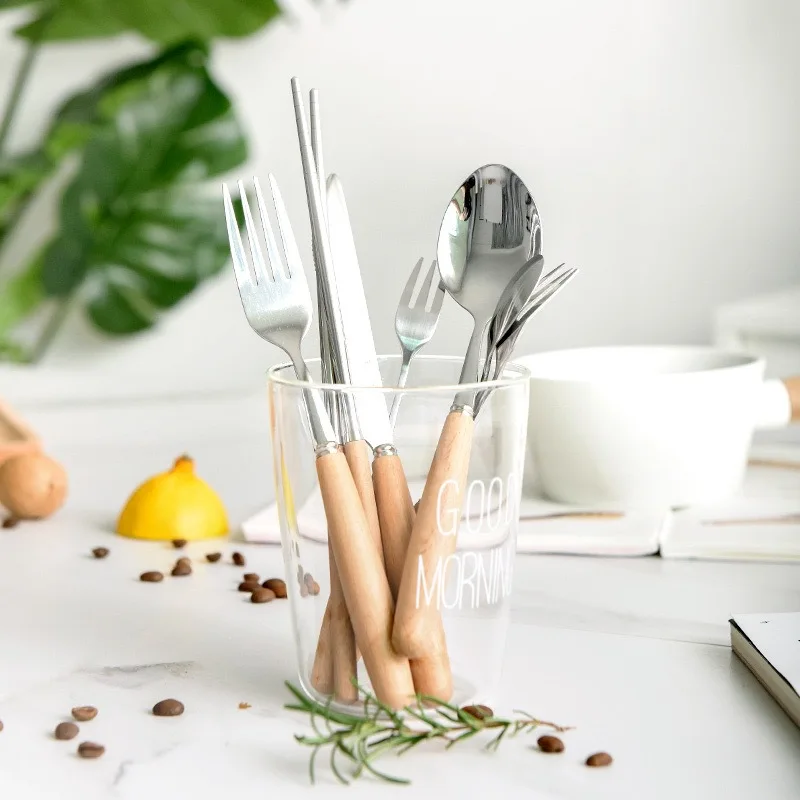 Набор столовой посуды CuteLife деревянная вилка ложка нож столовая посуда из