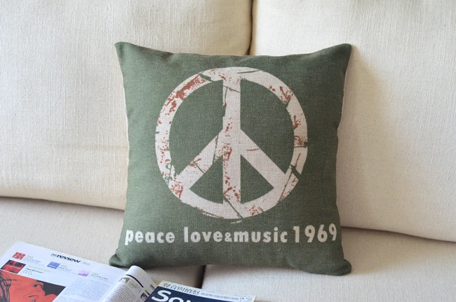 Creative American country minimalist Peace sign Pillow cover Linen Cushion Car Office Cushions Home Decor 45*45cm | Дом и сад