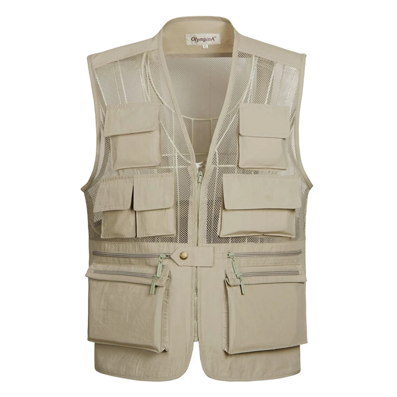 Mens Vest Military Tactical Quick Dry Thin Vest Sleeveless Waistcoat Loose Multi-pockets Breathable Photography Hunter Work Vest