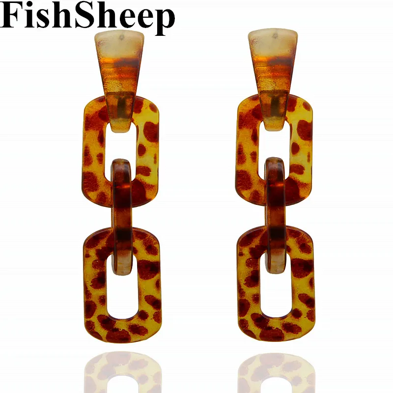 FishSheep 2018 массивные большие акриловые серьги женские Геометрические леопардовые