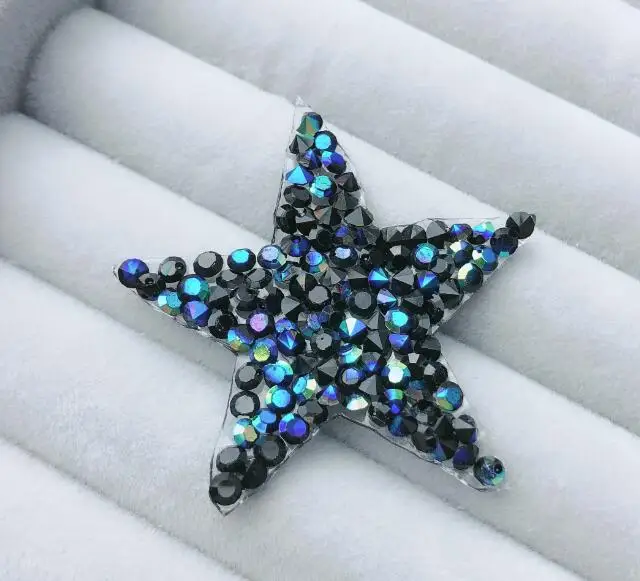 blue jet ab Стразы наклейки-звездочки стразы аппликация 4,5 см, 5 шт./лот, звезда, стразы украшения, джинсы "сделай сам" нашивки на одежду - Цвет: blue jet ab