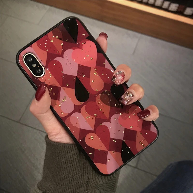 Love Heart Phone Cases For Huawei Honor 7X Honor8X Max 8X X 8 Case Luxury Bling Soft Epoxy honor Play Coque |