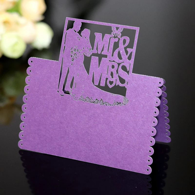 50 шт. лазерная резка невесты и жениха настольная карточка с именем местом MR & MRS