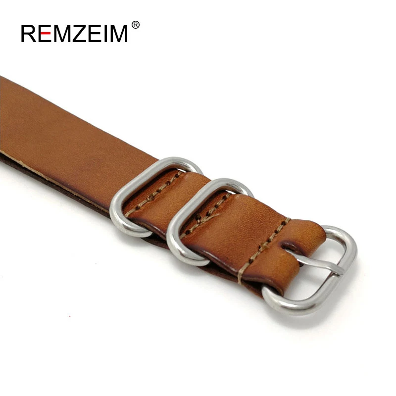 

18MM 20MM 22MM 24mmNato Strap Genuine Leather Dark Brown Color Watch Band NATO Leather Straps Zulu Strap Clock Replacement