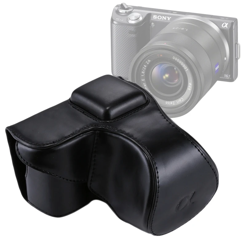 PULUZ для sony NEX 5N чехол для камеры полный корпус из искусственной кожи чехол сумка 16-50 мм/18-55 мм объектив Защитная крышка ремешок для sony NEX 5R 5T