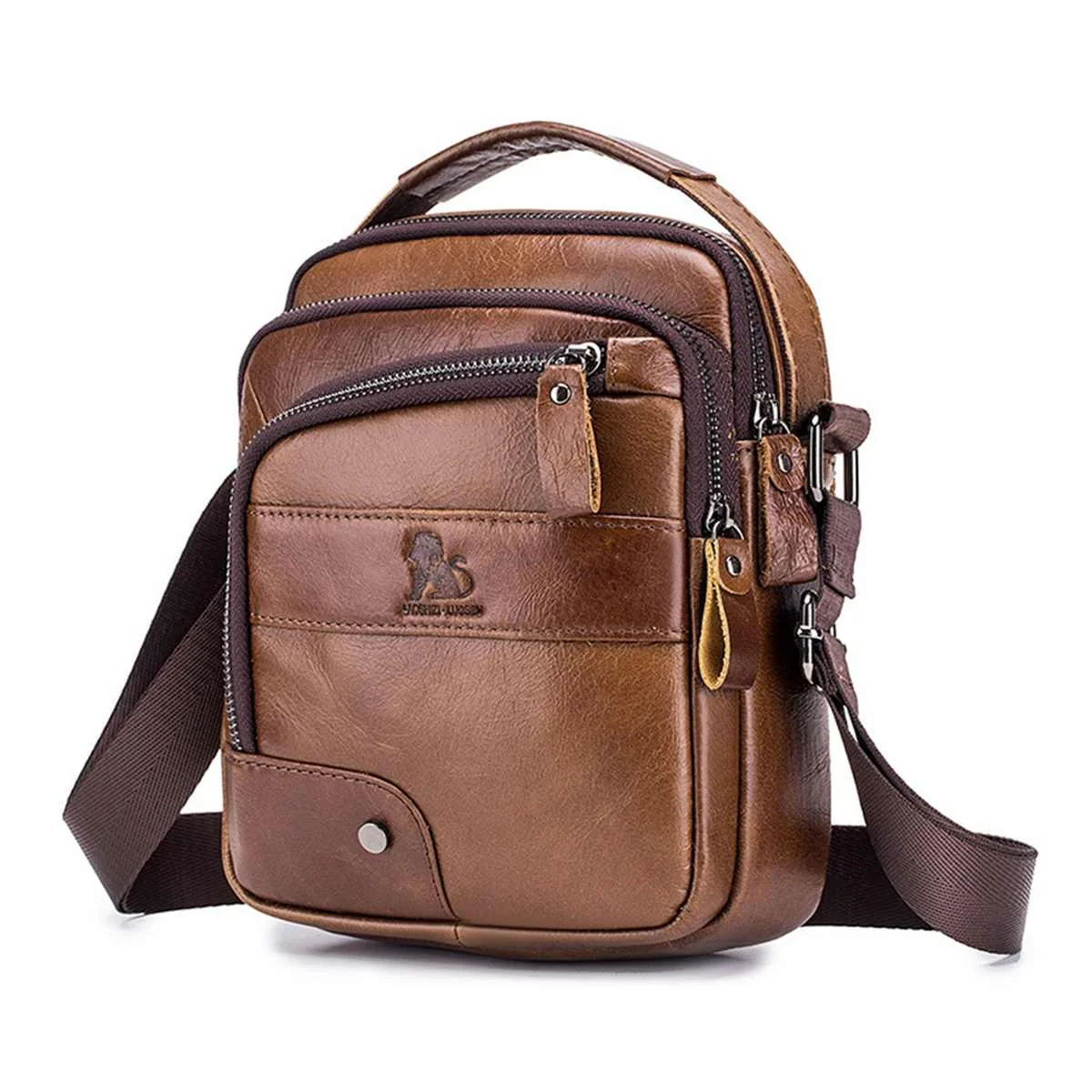 

Genuine Leather Male's Crossbody Bag Casual Business Leather Men's Messenger Bag Vintage Men Big Bag Zipper Shoulder Handbags